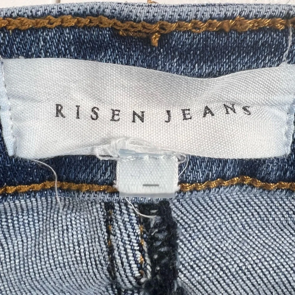 Risen High Rise Raw Hem Distressed Ankle Straight Jeans